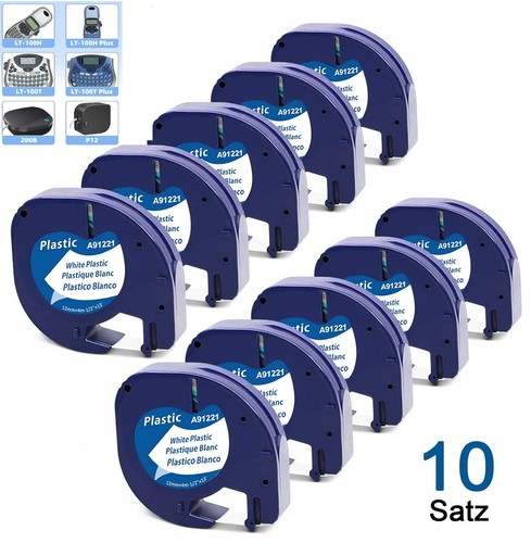 10x 91221 12mm weiß - , plastic